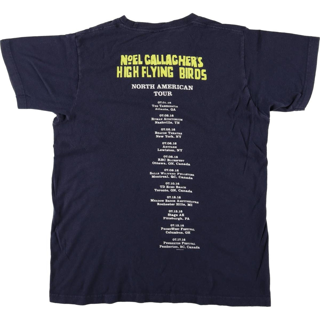 TULTEX Gallagher Noel High Flying Birds Band T-Shirt, Men's Size Medium cotton navy blue type Vintage Second Hand