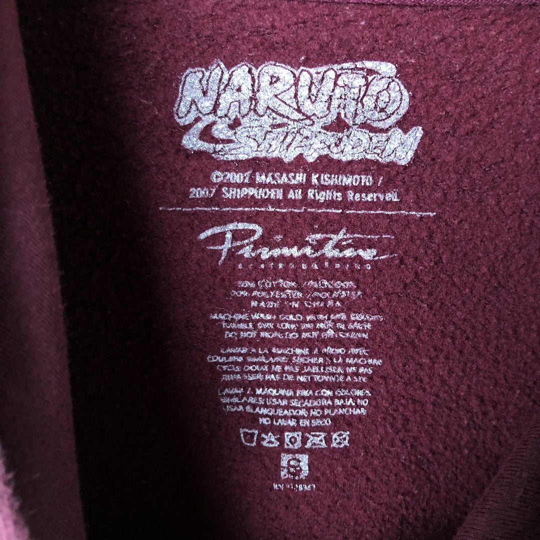 Primitive NARUTO SHIPPUDEN Uchiha Itachi Character Sweatshirt Pullover Hoodie, Men's Size Small cotton wine-red Vintage Second Hand