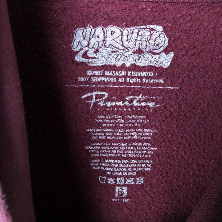 Primitive NARUTO SHIPPUDEN Uchiha Itachi Character Sweatshirt Pullover Hoodie, Men's Size Small cotton wine-red Vintage Second Hand