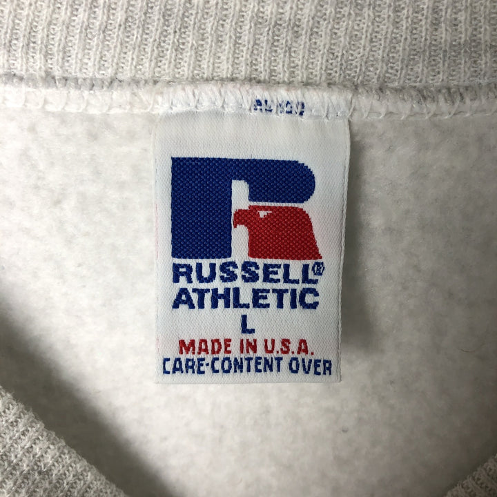 90'S Russell printed sweatshirt, sweatshirt, made in USA, men's size L, vintage cotton gray type Vintage Second Hand