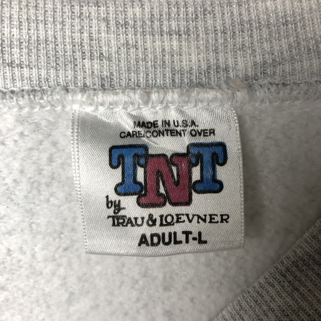 90'S Looney Tunes Bugs Bunny Tasmanian Devil College Character Sweatshirt, Made in USA cotton gray type Vintage Second Hand