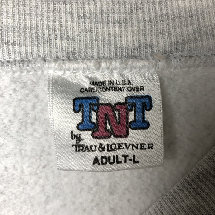90'S Looney Tunes Bugs Bunny Tasmanian Devil College Character Sweatshirt, Made in USA cotton gray type Vintage Second Hand