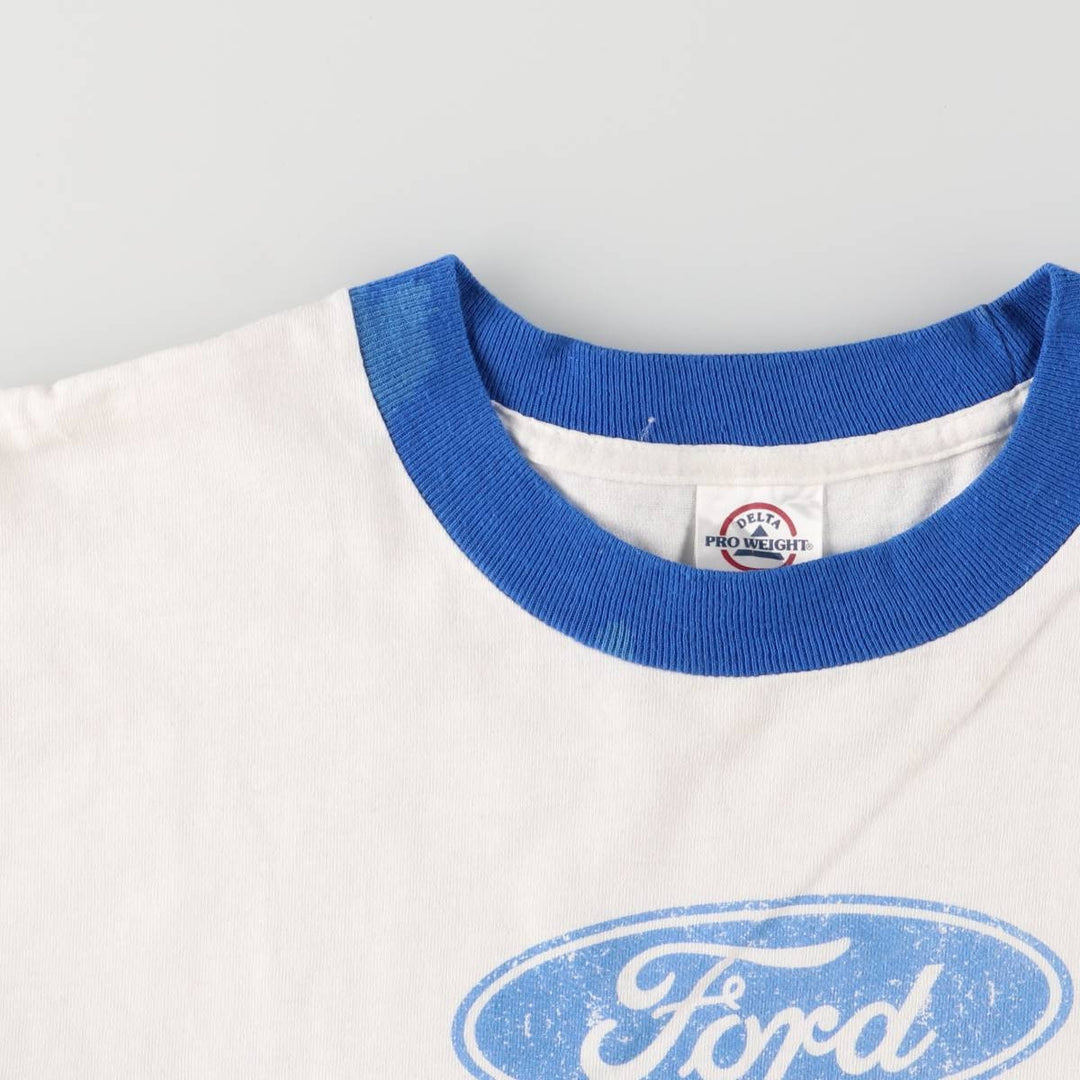 Delta Ford Advertising Ringer T-Shirt, Men's XL cotton white type Vintage Second Hand
