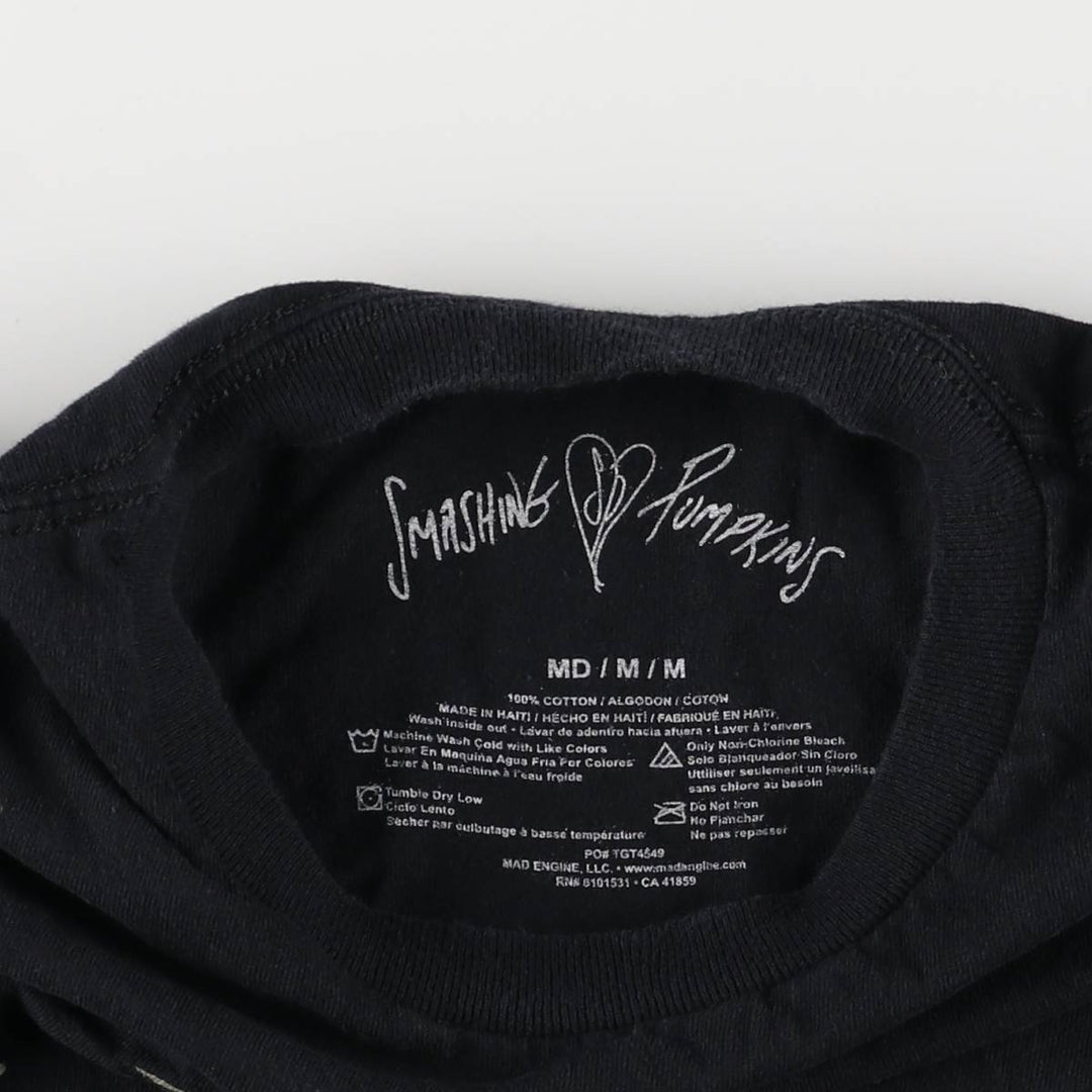 THE SMASHING PUMPKINS Smashing Pumpkins Band T-shirt Band T Men's M equivalent cotton black type Vintage Second Hand