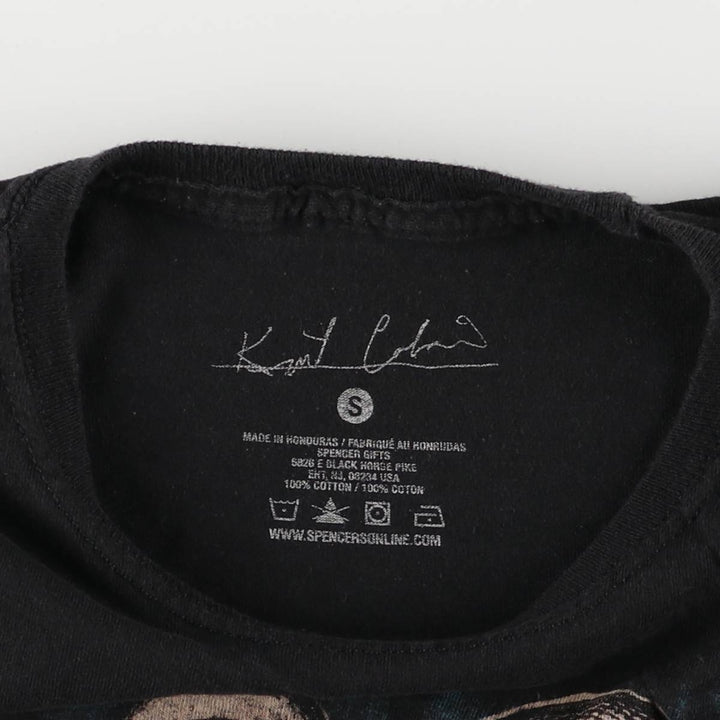 KURT COBAIN Kurt Cobain band T-shirt band T men's size S cotton black type Vintage Second Hand