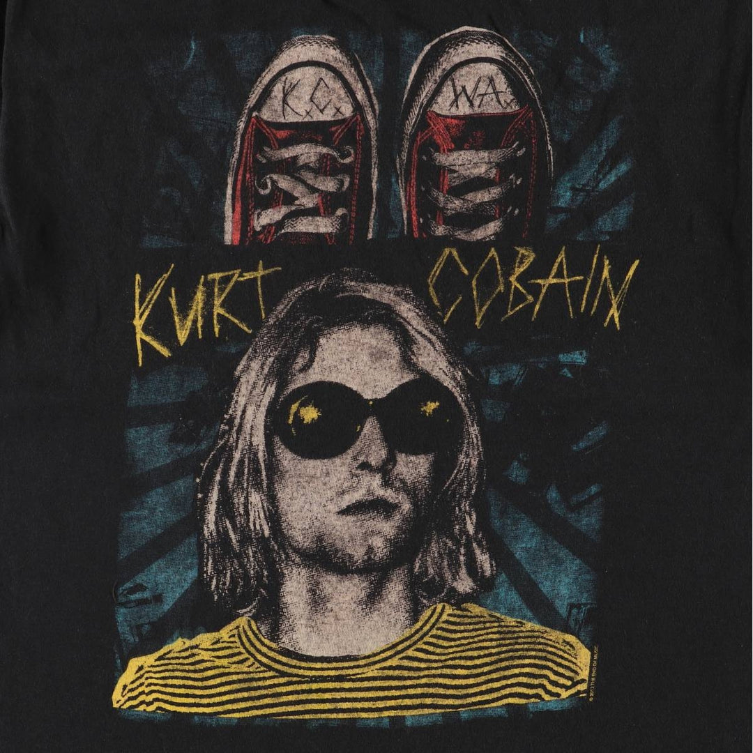 KURT COBAIN Kurt Cobain band T-shirt band T men's size S cotton black type Vintage Second Hand