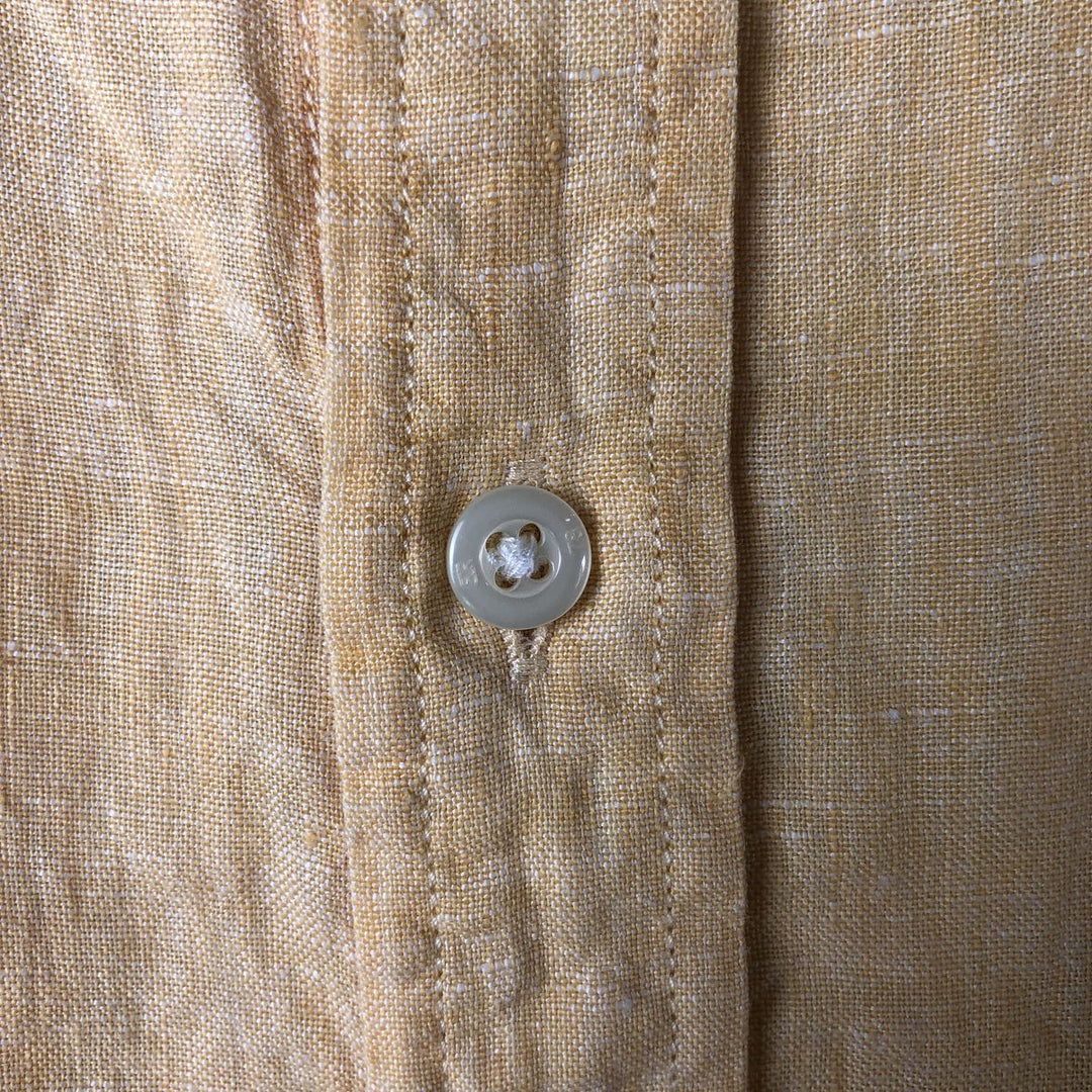 2000'S Banana Republic Slim Fit Short Sleeve Linen Box Shirt, Men's XL linen orange type Vintage Second Hand
