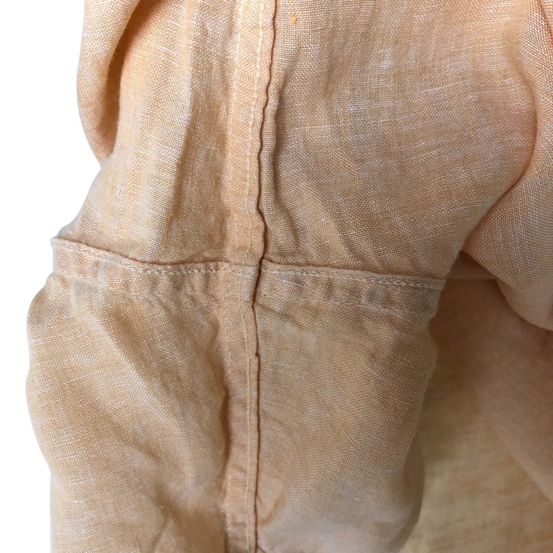 2000'S Banana Republic Slim Fit Short Sleeve Linen Box Shirt, Men's XL linen orange type Vintage Second Hand
