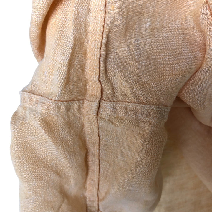 2000'S Banana Republic Slim Fit Short Sleeve Linen Box Shirt, Men's XL linen orange type Vintage Second Hand
