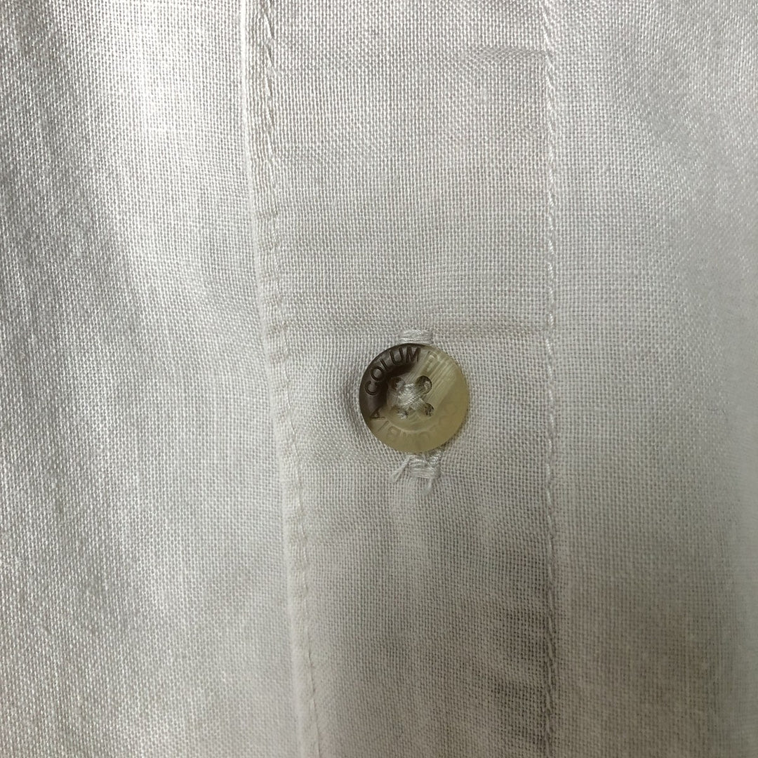 2000'S Columbia Short Sleeve Ramie and Cotton Box Shirt, Men's Size L Lamy Beige type Vintage Second Hand