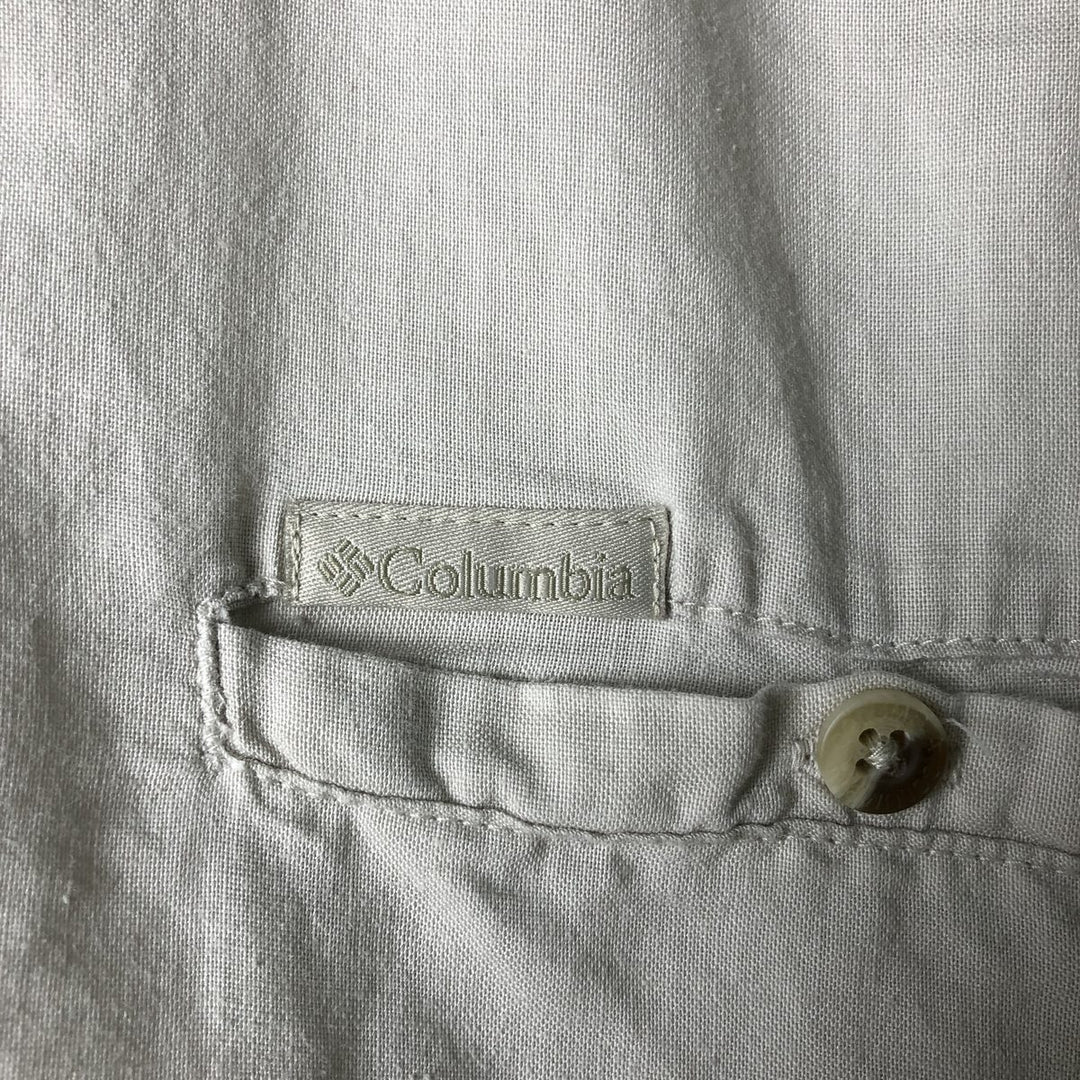 2000'S Columbia Short Sleeve Ramie and Cotton Box Shirt, Men's Size L Lamy Beige type Vintage Second Hand