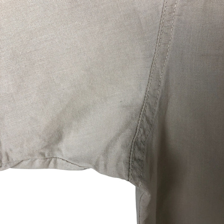 2000'S Columbia Short Sleeve Ramie and Cotton Box Shirt, Men's Size L Lamy Beige type Vintage Second Hand