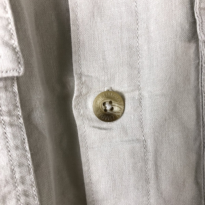 90s-00'S Vintage Columbia Short Sleeve Ramie and Cotton Box Shirt, Men's Size Medium Lamy Beige type Vintage Second Hand