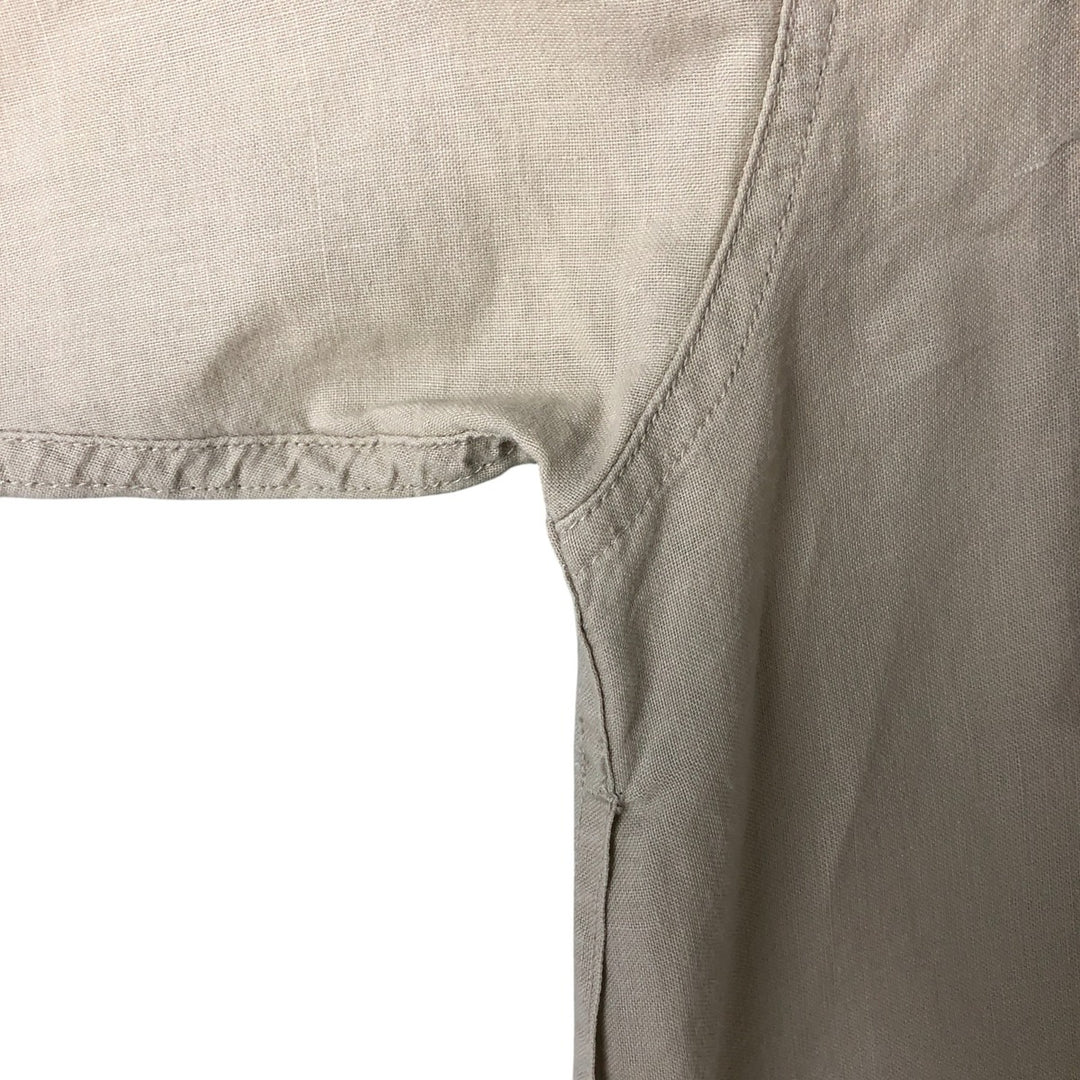 90s-00'S Vintage Columbia Short Sleeve Ramie and Cotton Box Shirt, Men's Size Medium Lamy Beige type Vintage Second Hand