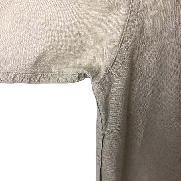 90s-00'S Vintage Columbia Short Sleeve Ramie and Cotton Box Shirt, Men's Size Medium Lamy Beige type Vintage Second Hand