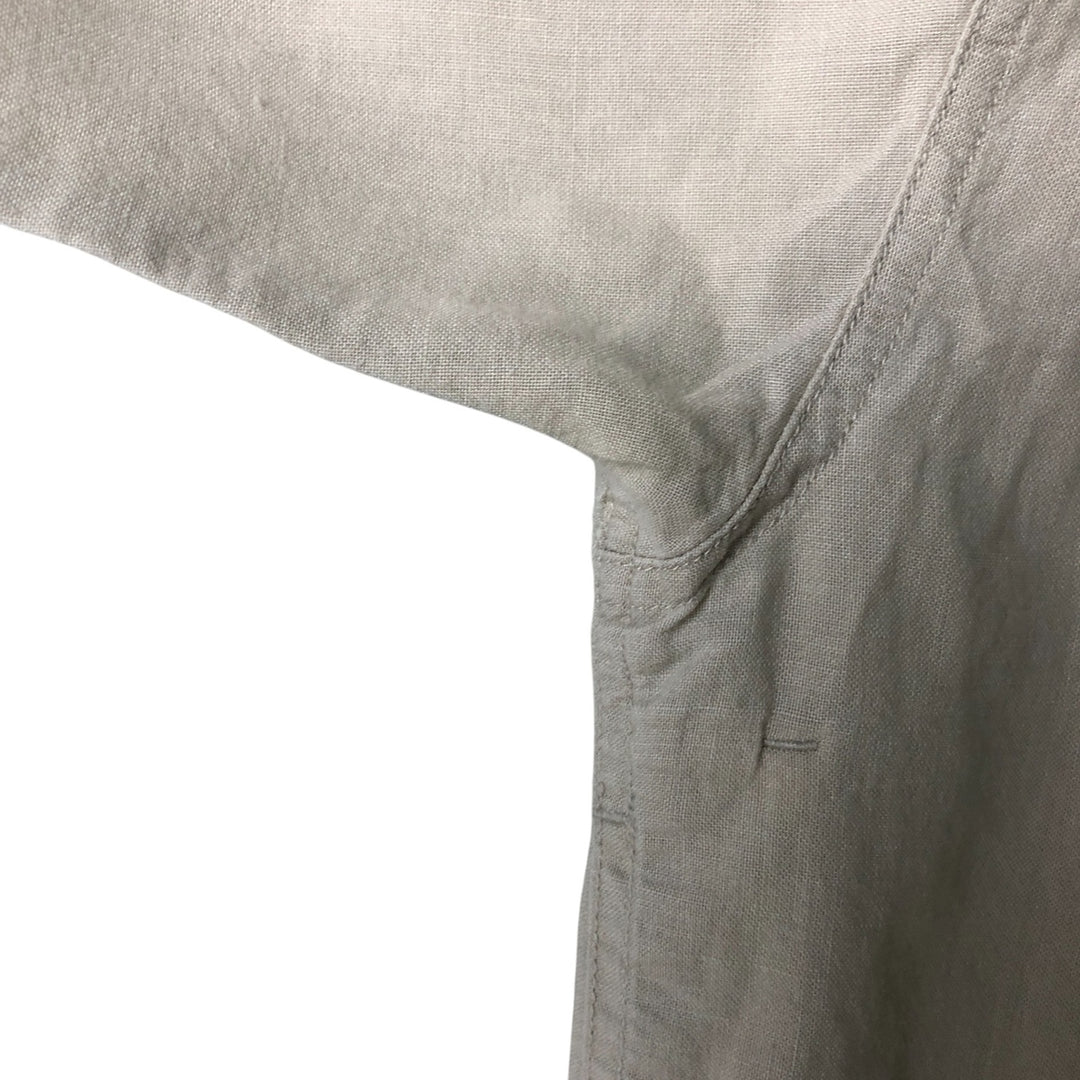 90s-00'S Vintage Columbia Short Sleeve Ramie and Cotton Box Shirt, Men's Size Medium Lamy Beige type Vintage Second Hand