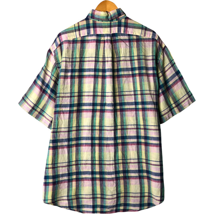 Ralph Lauren BLAKE short sleeve linen button down shirt, men's size L linen yellow type Vintage Second Hand
