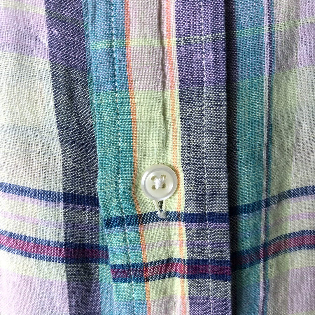 Ralph Lauren BLAKE short sleeve linen button down shirt, men's size L linen yellow type Vintage Second Hand