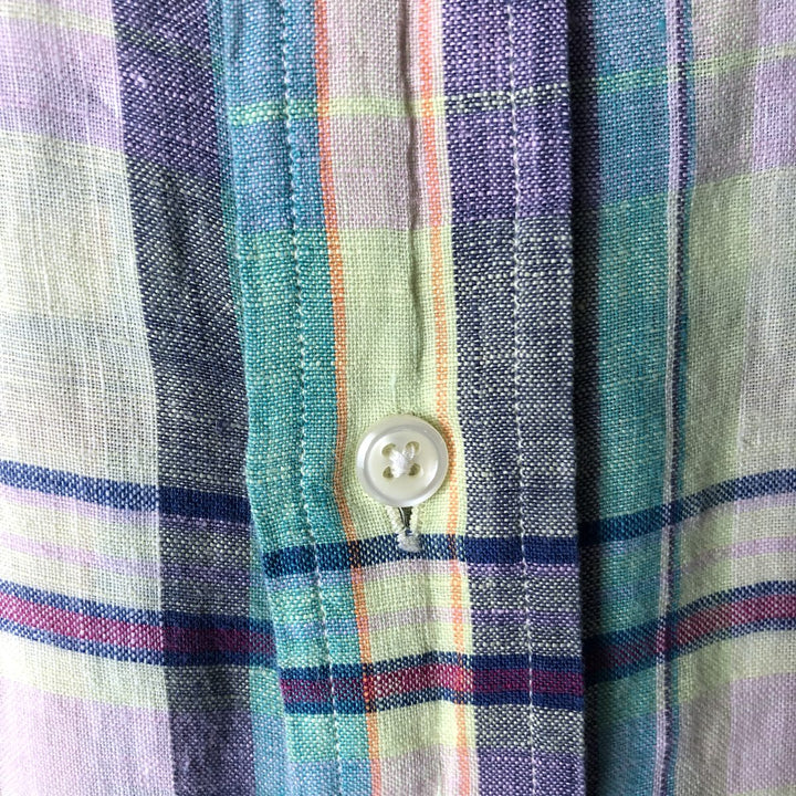 Ralph Lauren BLAKE short sleeve linen button down shirt, men's size L linen yellow type Vintage Second Hand