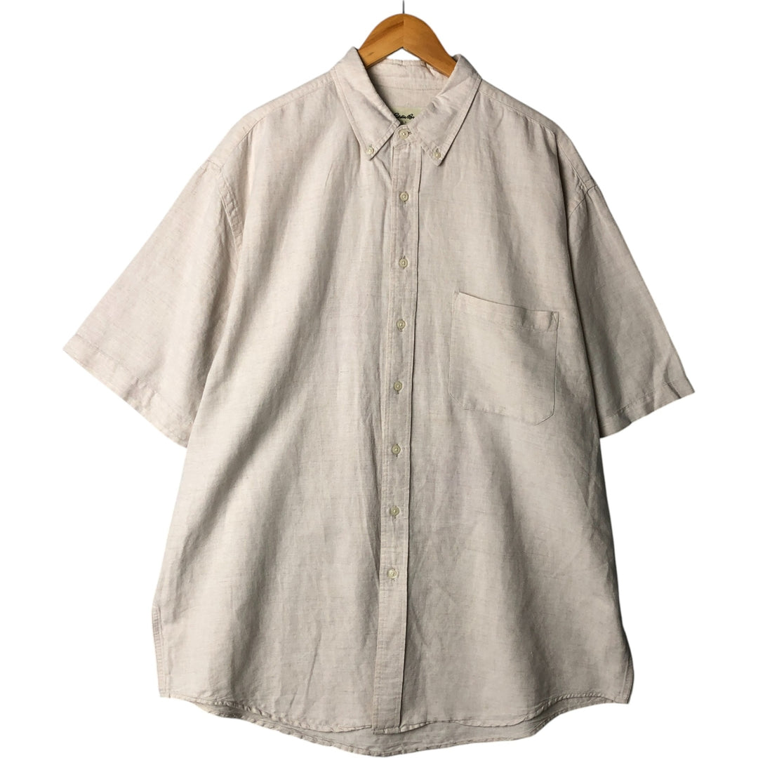 Eddie Bauer short-sleeved linen button-down shirt, men's size XL linen Beige type Vintage Second Hand