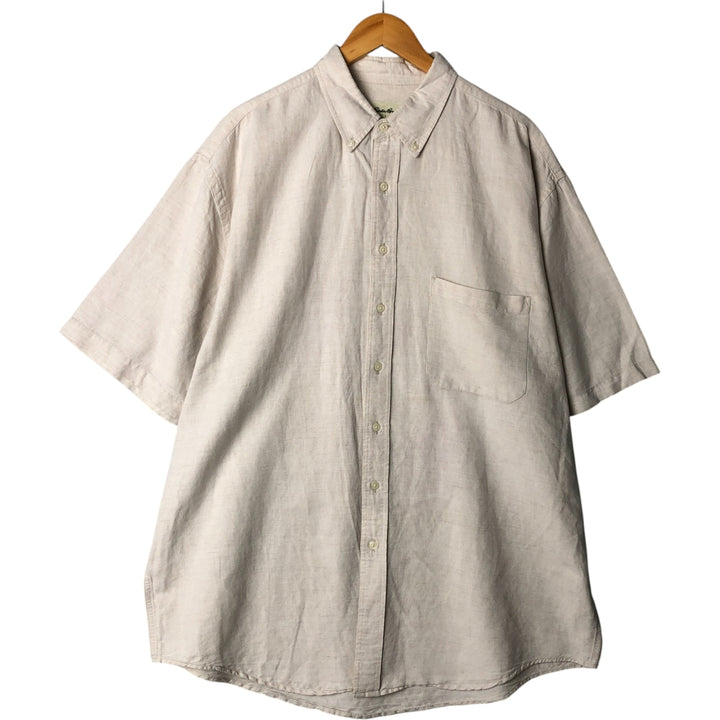 Eddie Bauer short-sleeved linen button-down shirt, men's size XL linen Beige type Vintage Second Hand