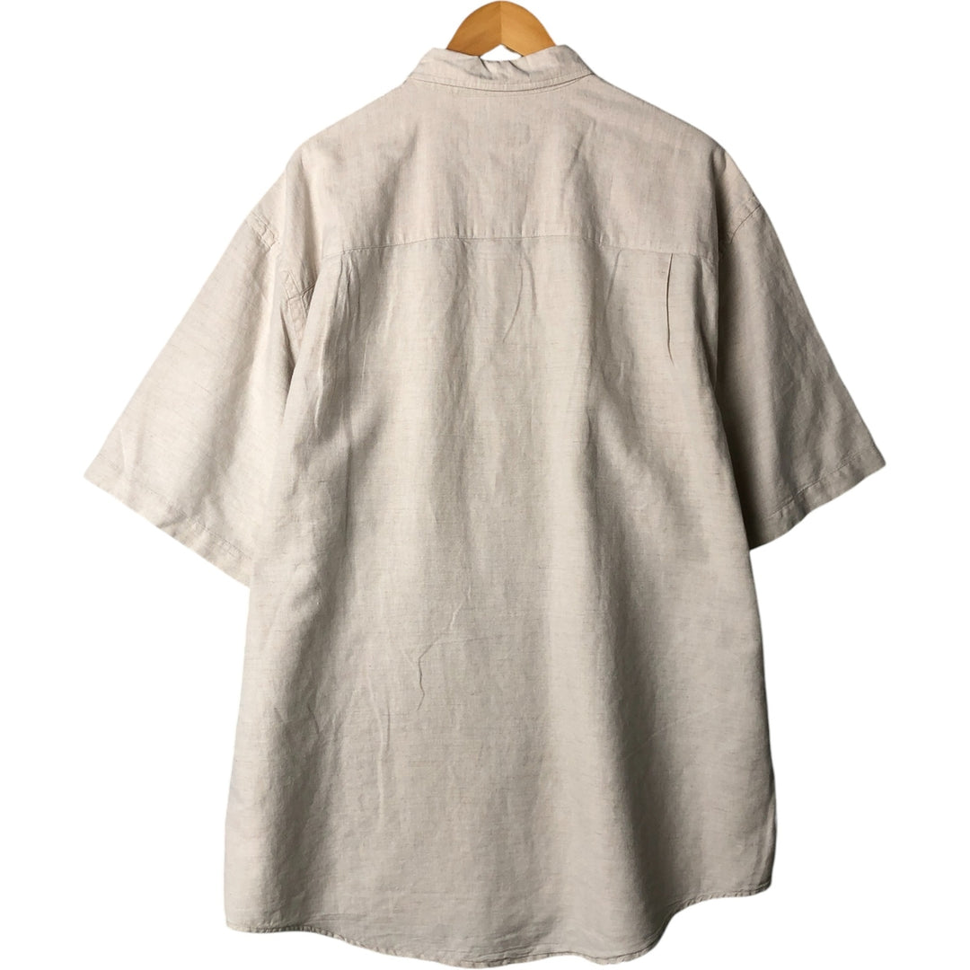 Eddie Bauer short-sleeved linen button-down shirt, men's size XL linen Beige type Vintage Second Hand