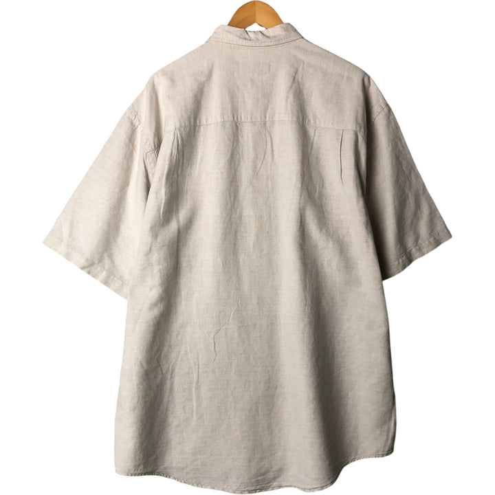 Eddie Bauer short-sleeved linen button-down shirt, men's size XL linen Beige type Vintage Second Hand