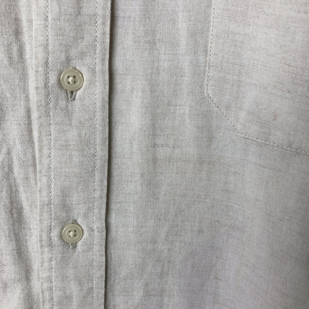 Eddie Bauer short-sleeved linen button-down shirt, men's size XL linen Beige type Vintage Second Hand