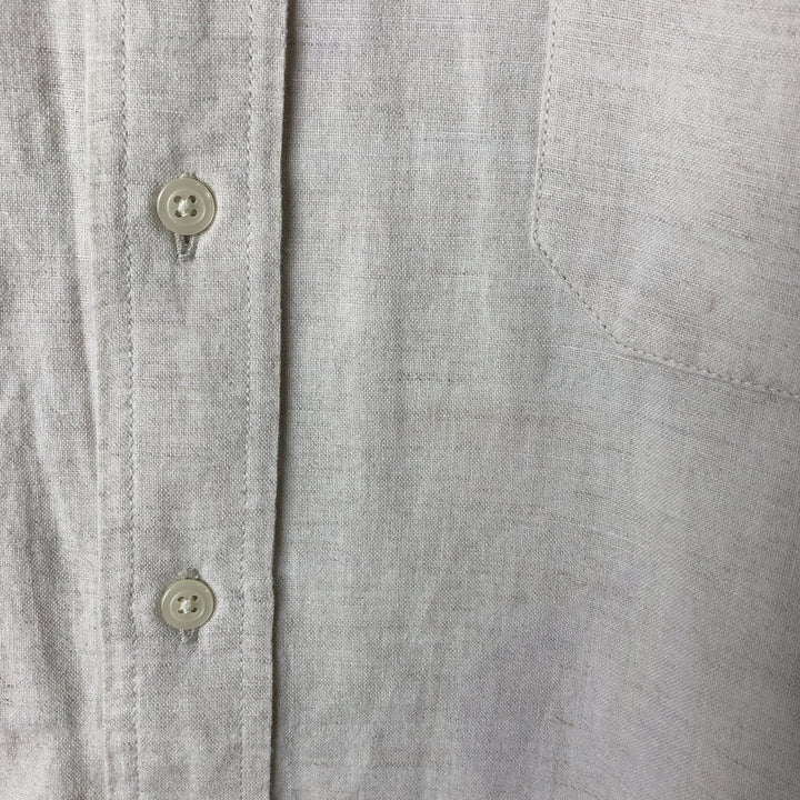 Eddie Bauer short-sleeved linen button-down shirt, men's size XL linen Beige type Vintage Second Hand