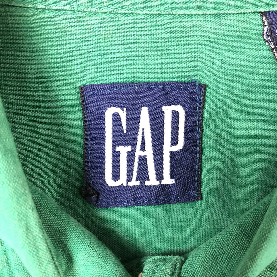 90'S GAP Old Gap Short Sleeve Cotton x Linen Shirt Men's L Size Vintage linen green type Vintage Second Hand