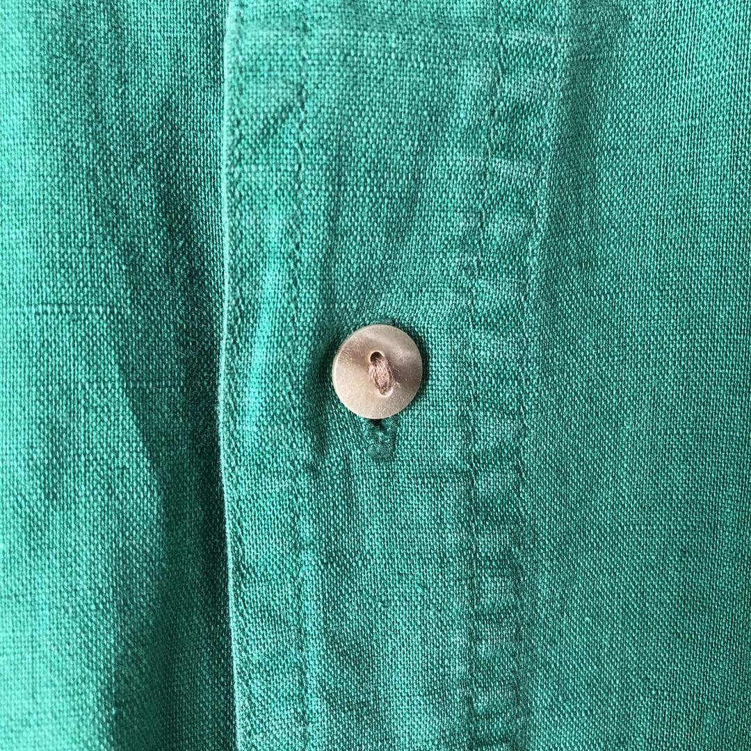 90'S GAP Old Gap Short Sleeve Cotton x Linen Shirt Men's L Size Vintage linen green type Vintage Second Hand
