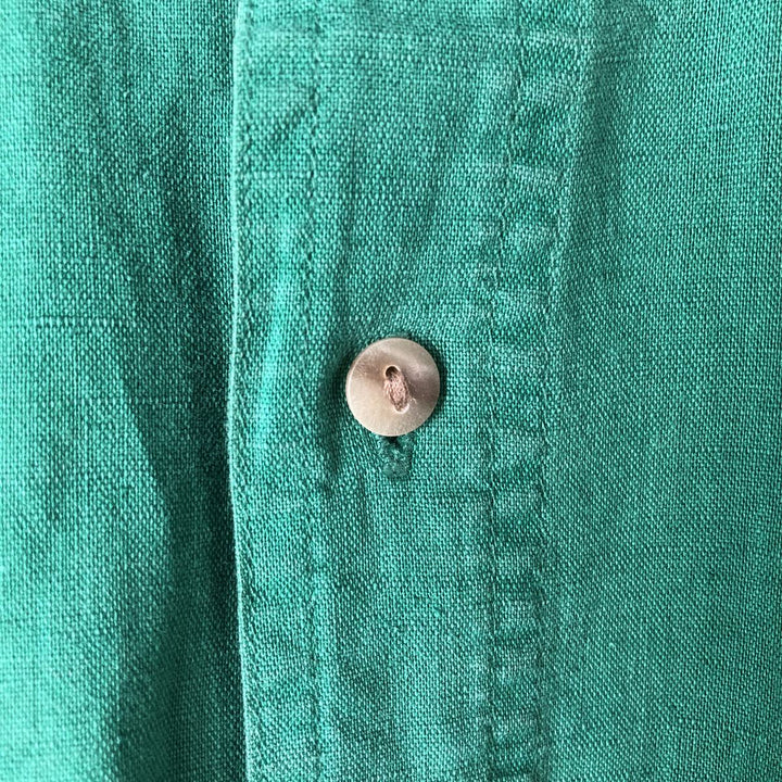 90'S GAP Old Gap Short Sleeve Cotton x Linen Shirt Men's L Size Vintage linen green type Vintage Second Hand