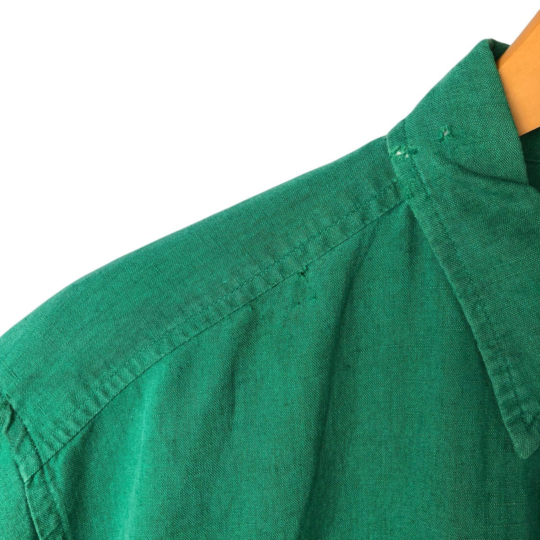 90'S GAP Old Gap Short Sleeve Cotton x Linen Shirt Men's L Size Vintage linen green type Vintage Second Hand