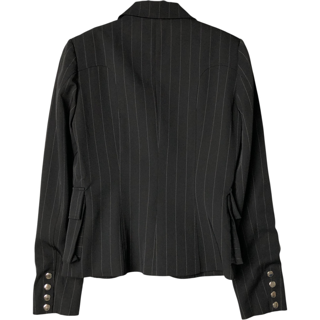 View Stripe Pattern Peak Lapel Tailored Jacket Women's XS polyester black type Vintage Second Hand