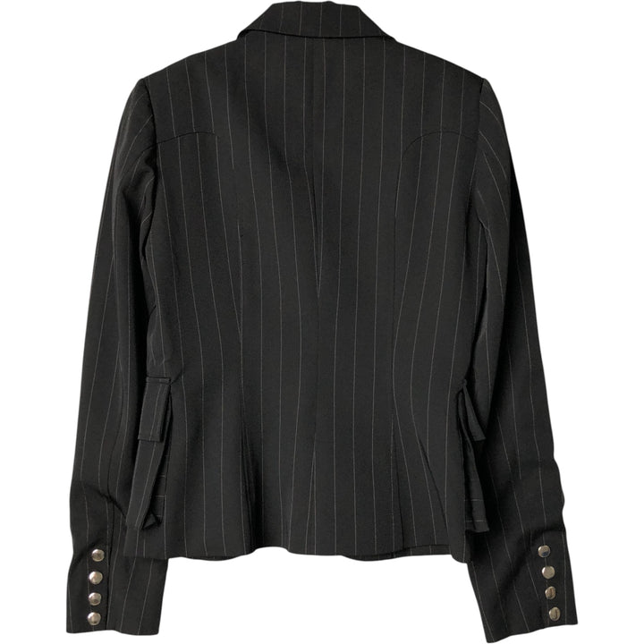 View Stripe Pattern Peak Lapel Tailored Jacket Women's XS polyester black type Vintage Second Hand