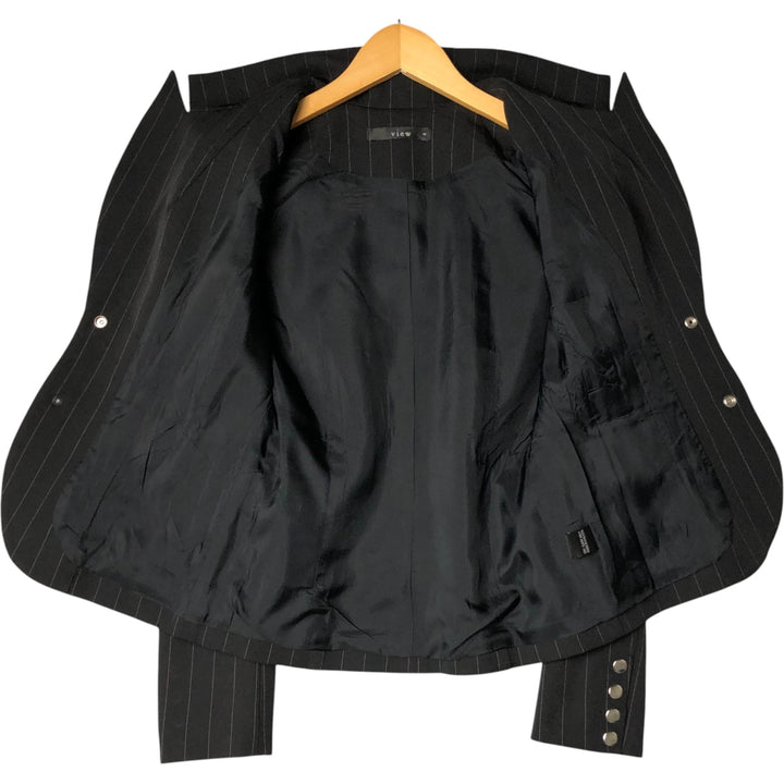 View Stripe Pattern Peak Lapel Tailored Jacket Women's XS polyester black type Vintage Second Hand