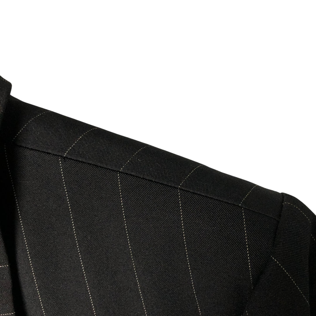 View Stripe Pattern Peak Lapel Tailored Jacket Women's XS polyester black type Vintage Second Hand