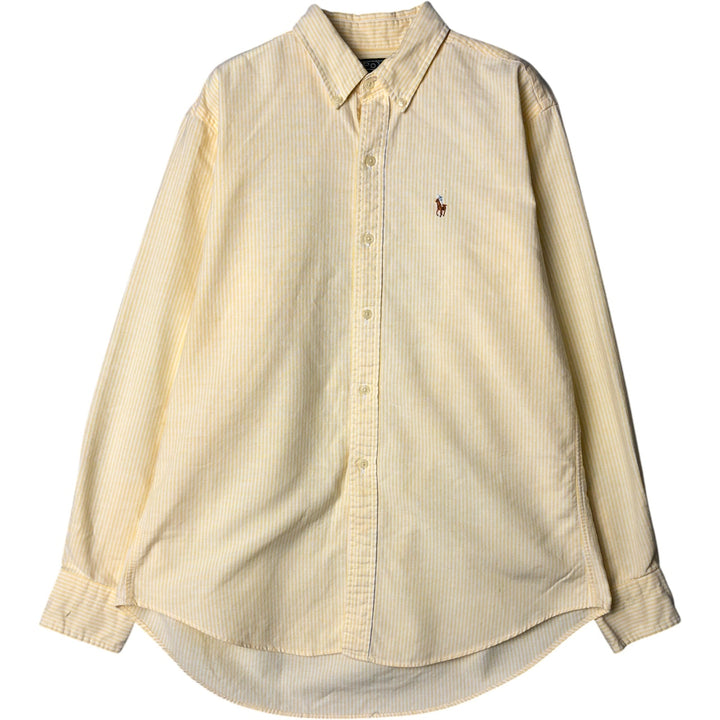 Vintage 1980'S Polo by Ralph Lauren long-sleeved button-down striped shirt, size M, women's cotton yellow type Vintage Second Hand