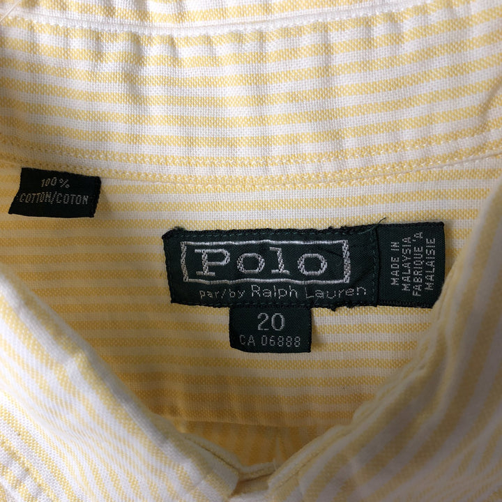 Vintage 1980'S Polo by Ralph Lauren long-sleeved button-down striped shirt, size M, women's cotton yellow type Vintage Second Hand