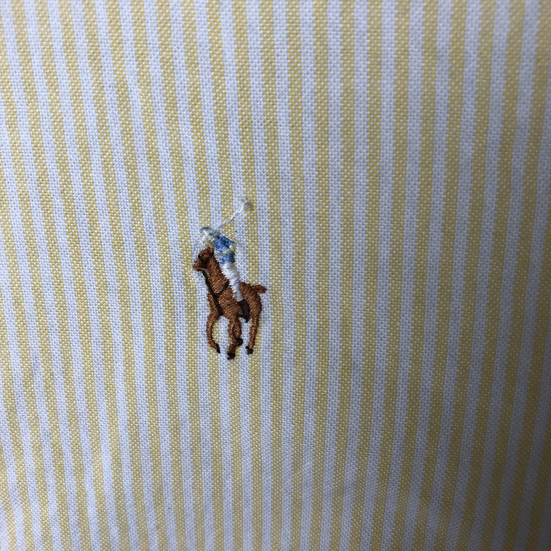 Vintage 1980'S Polo by Ralph Lauren long-sleeved button-down striped shirt, size M, women's cotton yellow type Vintage Second Hand
