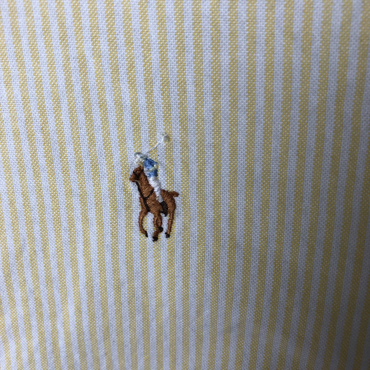 Vintage 1980'S Polo by Ralph Lauren long-sleeved button-down striped shirt, size M, women's cotton yellow type Vintage Second Hand