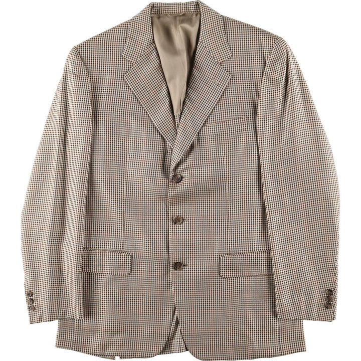 Vintage 90'S Burberry checked wool and silk tailored jacket, made in Italy, size M. silk Beige type Vintage Second Hand