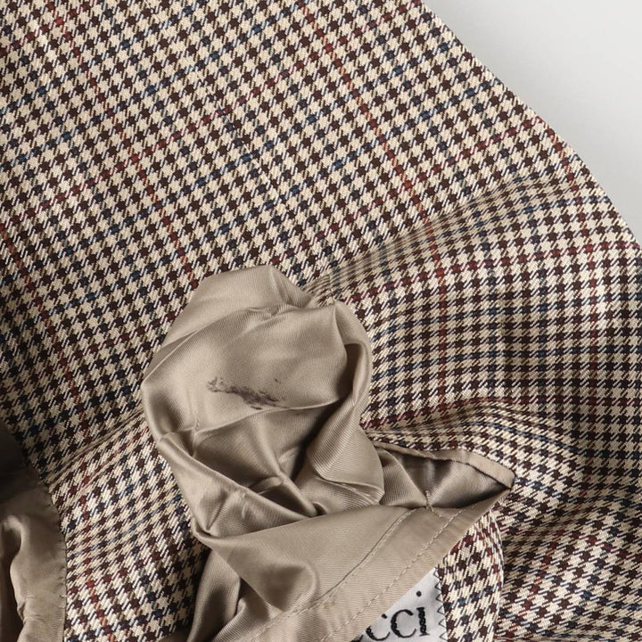 Vintage 90'S Burberry checked wool and silk tailored jacket, made in Italy, size M. silk Beige type Vintage Second Hand