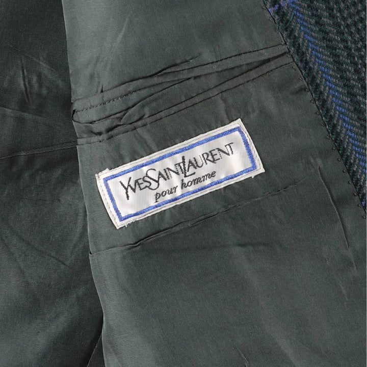 Vintage 1990'S Yves Saint Laurent POUR HOMME checked pattern tailored jacket, made in France, size L. unclear green type Vintage Second Hand