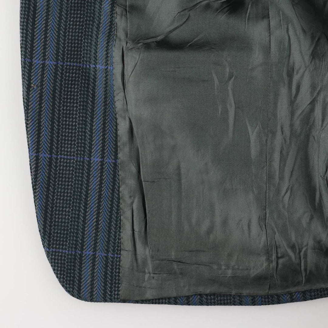 Vintage 1990'S Yves Saint Laurent POUR HOMME checked pattern tailored jacket, made in France, size L. unclear green type Vintage Second Hand