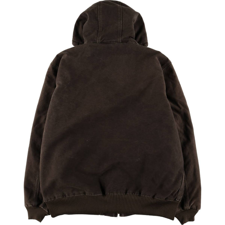 2000'S Carhartt Active Jacket, Padded Duck Full Zip Hoodie, Men's Size XL cotton brown type Vintage Second Hand