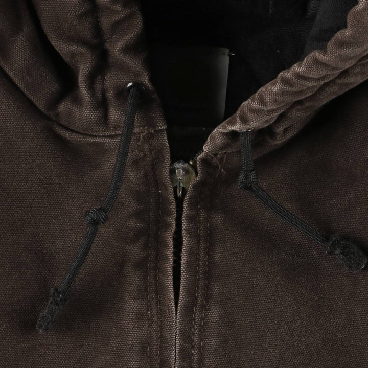 2000'S Carhartt Active Jacket, Padded Duck Full Zip Hoodie, Men's Size XL cotton brown type Vintage Second Hand