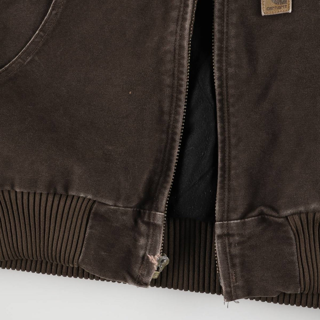 2000'S Carhartt Active Jacket, Padded Duck Full Zip Hoodie, Men's Size XL cotton brown type Vintage Second Hand