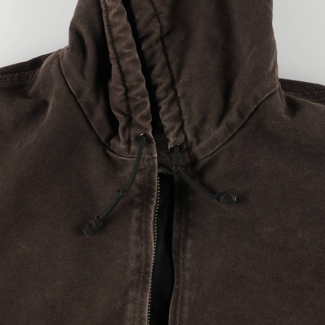2000'S Carhartt Active Jacket, Padded Duck Full Zip Hoodie, Men's Size XL cotton brown type Vintage Second Hand