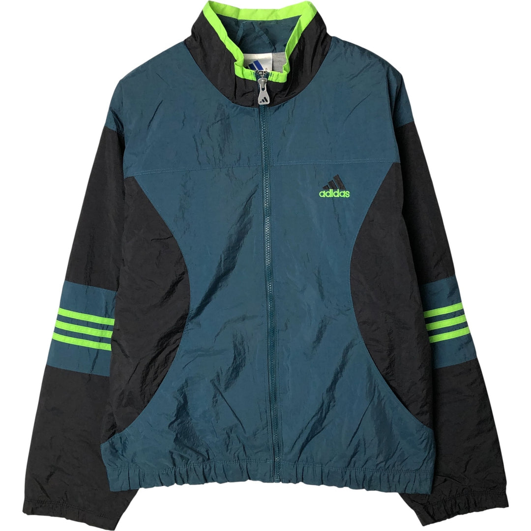 Vintage 90s-00'S Adidas nylon jacket with back logo, size L, men's unclear Green type dark green Vintage Second Hand